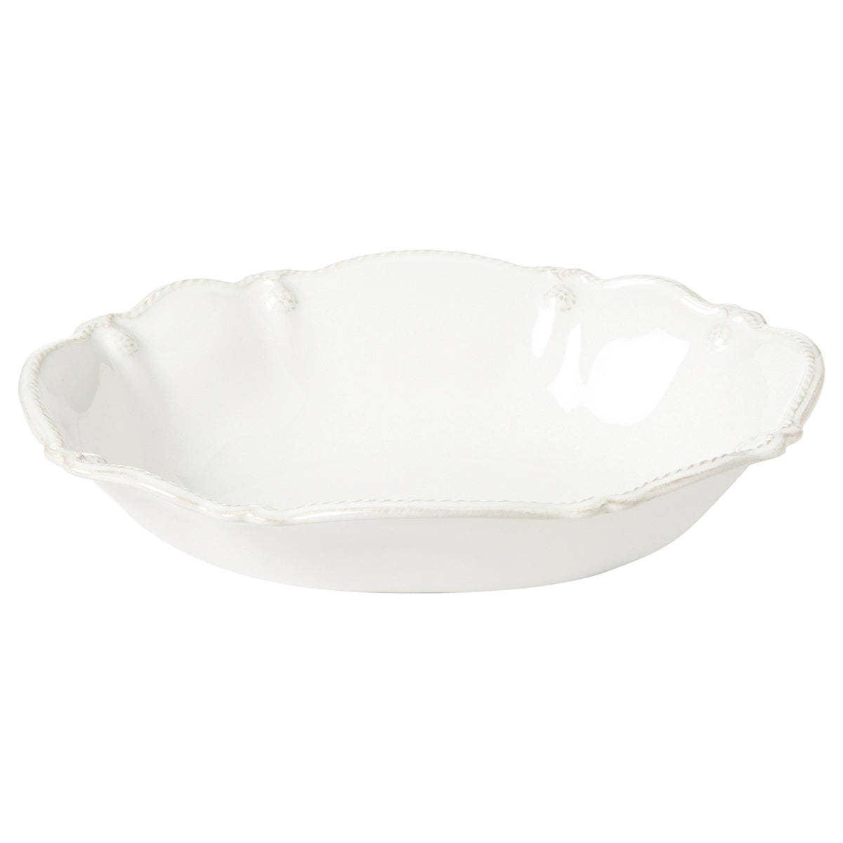 Whitewash ceramic oval serving bowl with a matte finish