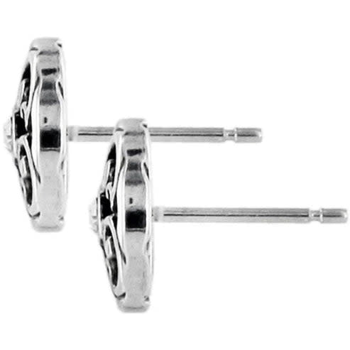 Silver plated Betsey Mini Post earrings with a delicate scroll accent featuring fine quality crystal.