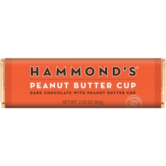 Individually wrapped milk chocolate bar with peanut butter and jelly filling.