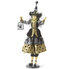 26.5 Inch Endora Witch w/Gray Green and Black Dot Dress