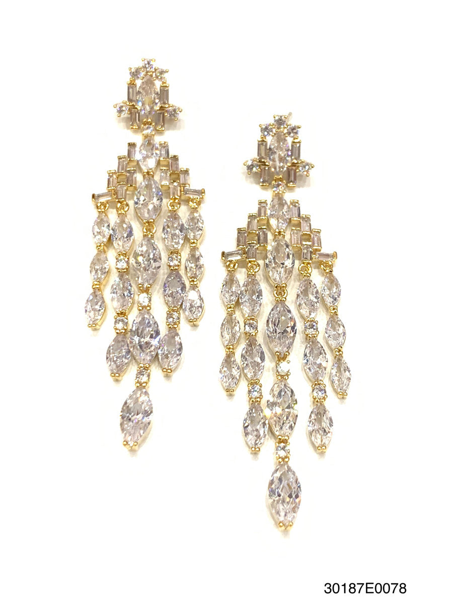 Liv chandelier earrings featuring high-quality cubic zirconia stones on a pierced post.
