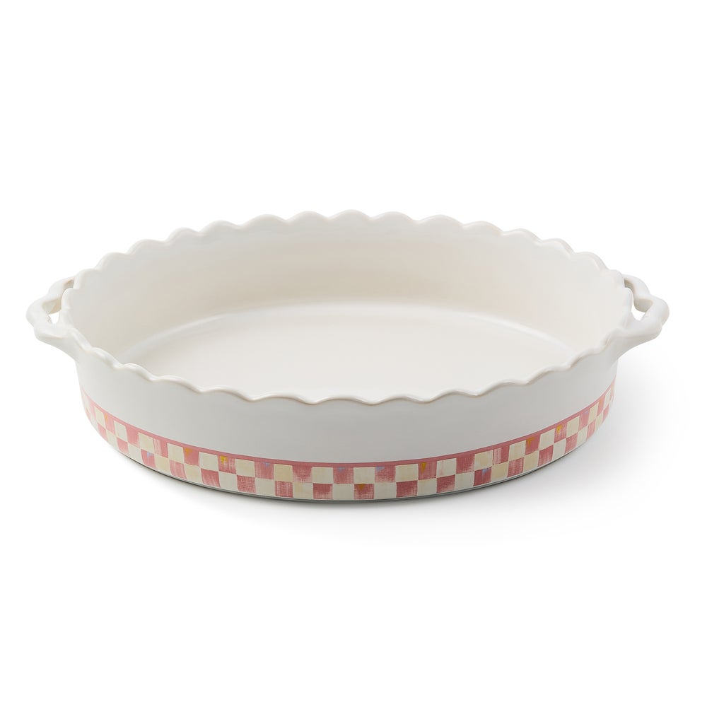 Oval stoneware baker with a handle in natural earth tones