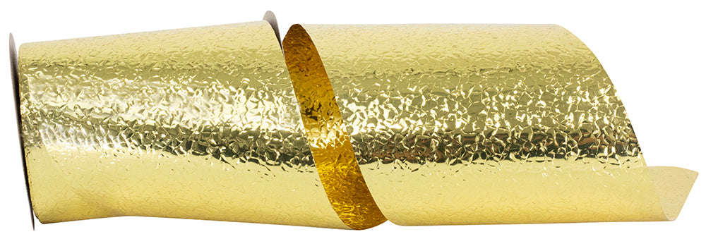 Cracked Ice Display Heavyweight Unwired Gold Ribbon, 3-7/8 inch wide, 25 yards.