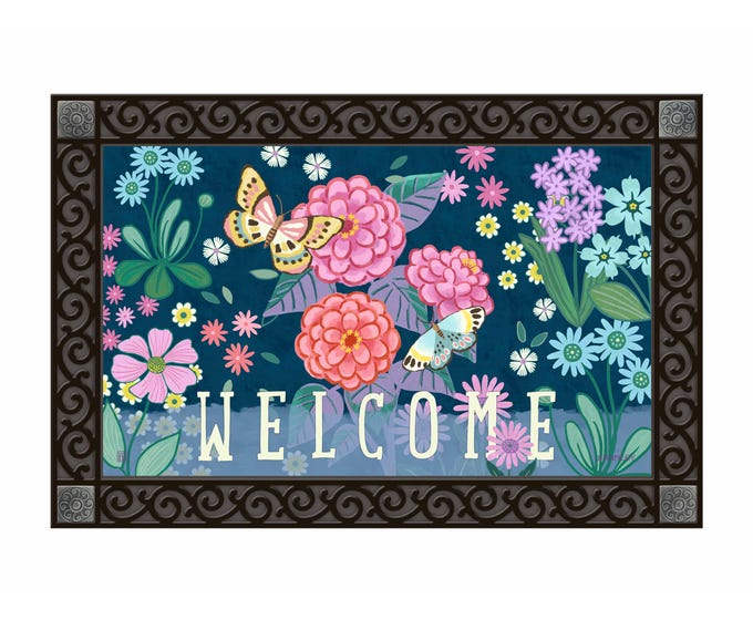 Rectangular recycled rubber doormat tray insert with non-slip backing.
