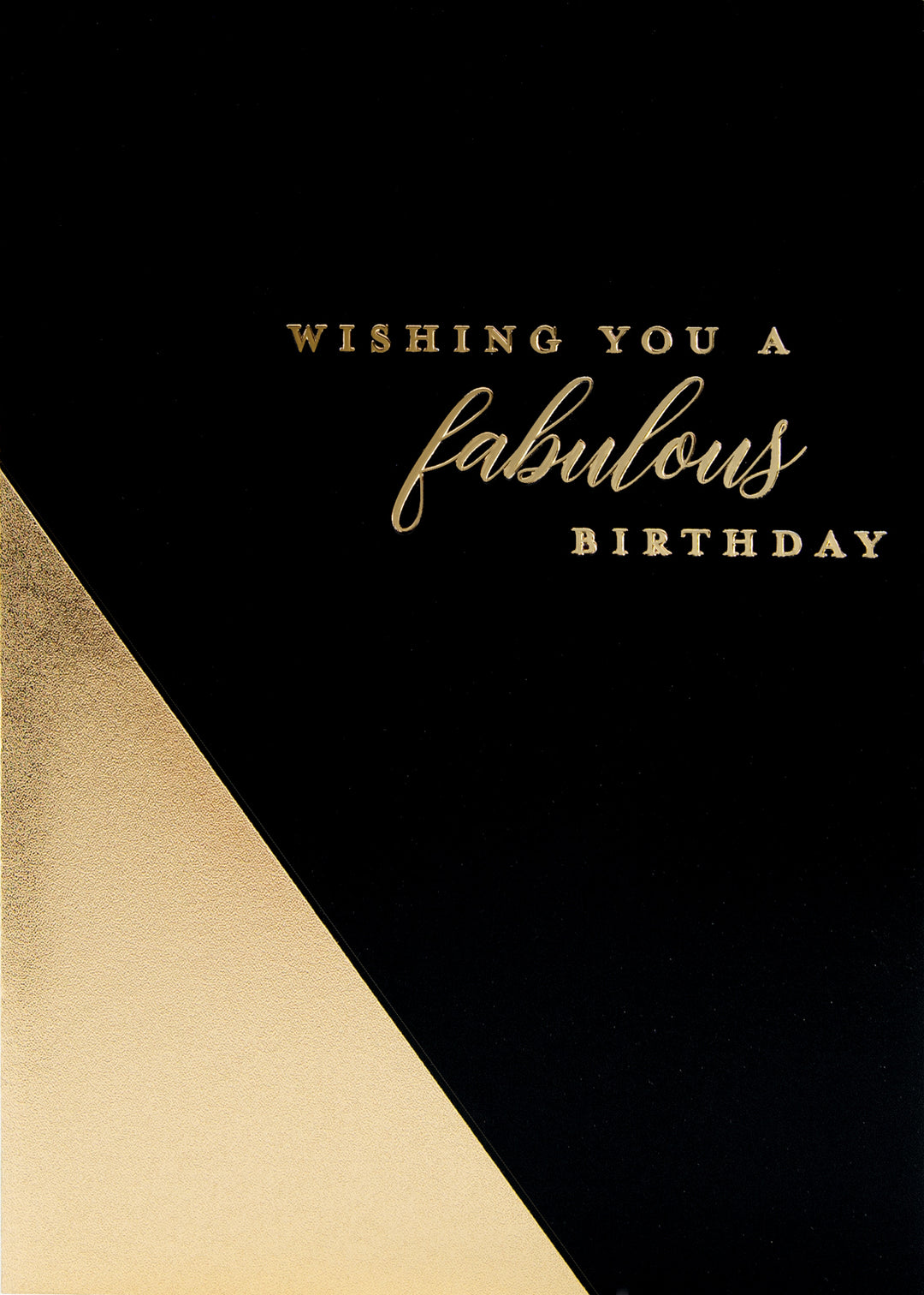 Gold diagonal greeting card with fabulous text on a neutral background.