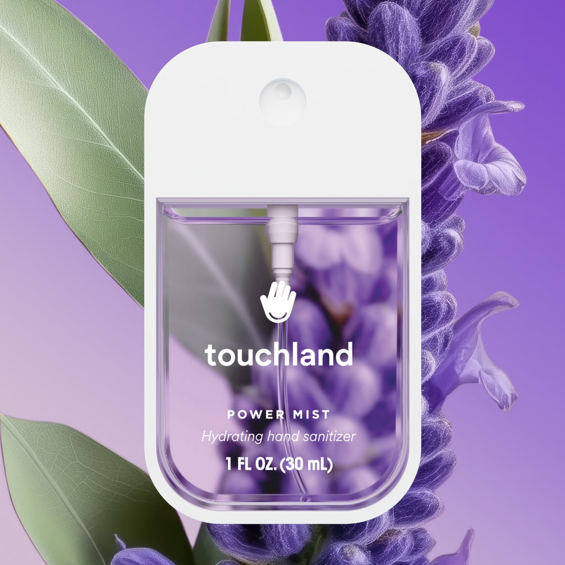 White bottle of Power Mist Hydrating Hand Sanitizer with micro-mist spray nozzle.