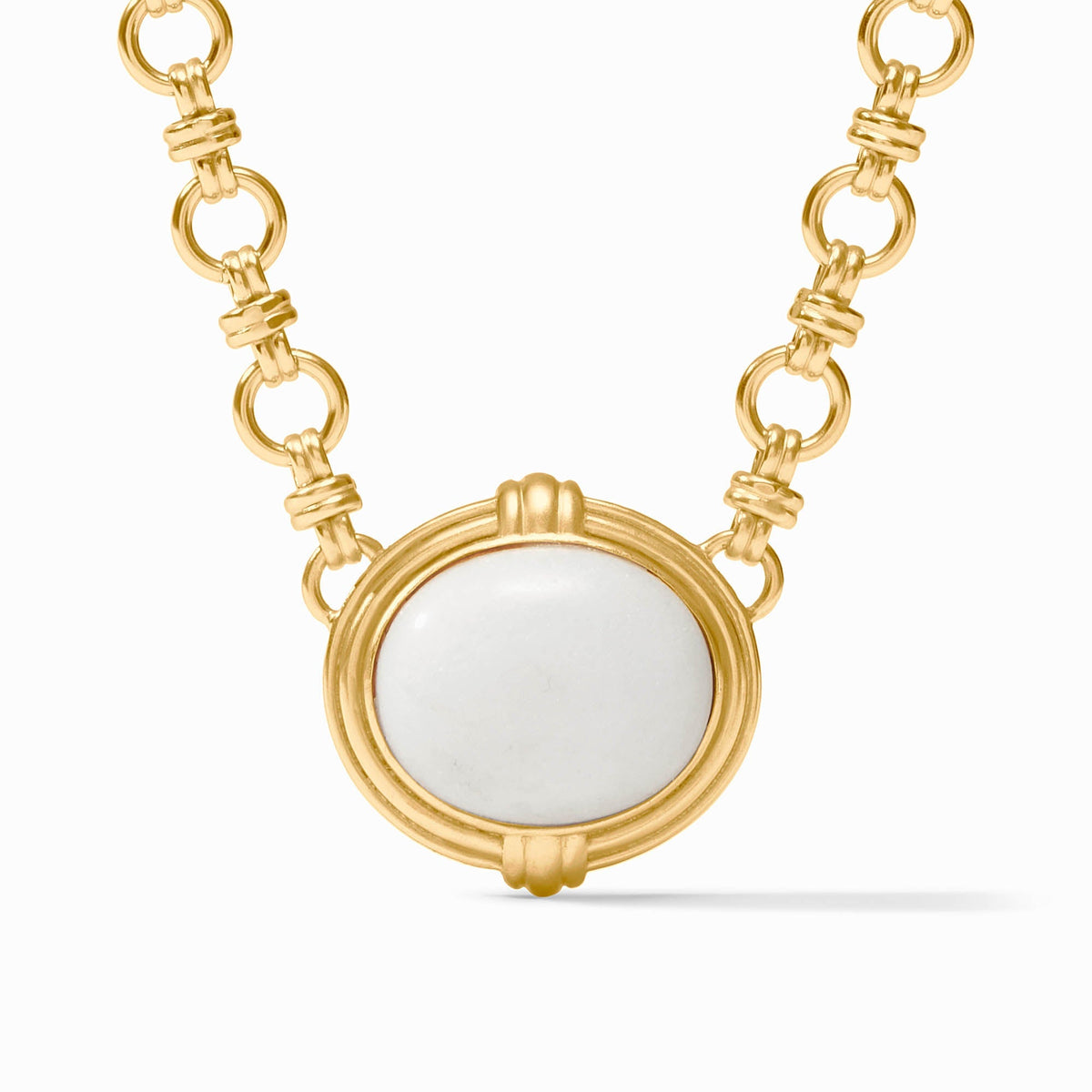 Adjustable Portofino Demi necklace featuring a jade pendant on 24K gold plate chain with toggle clasp.