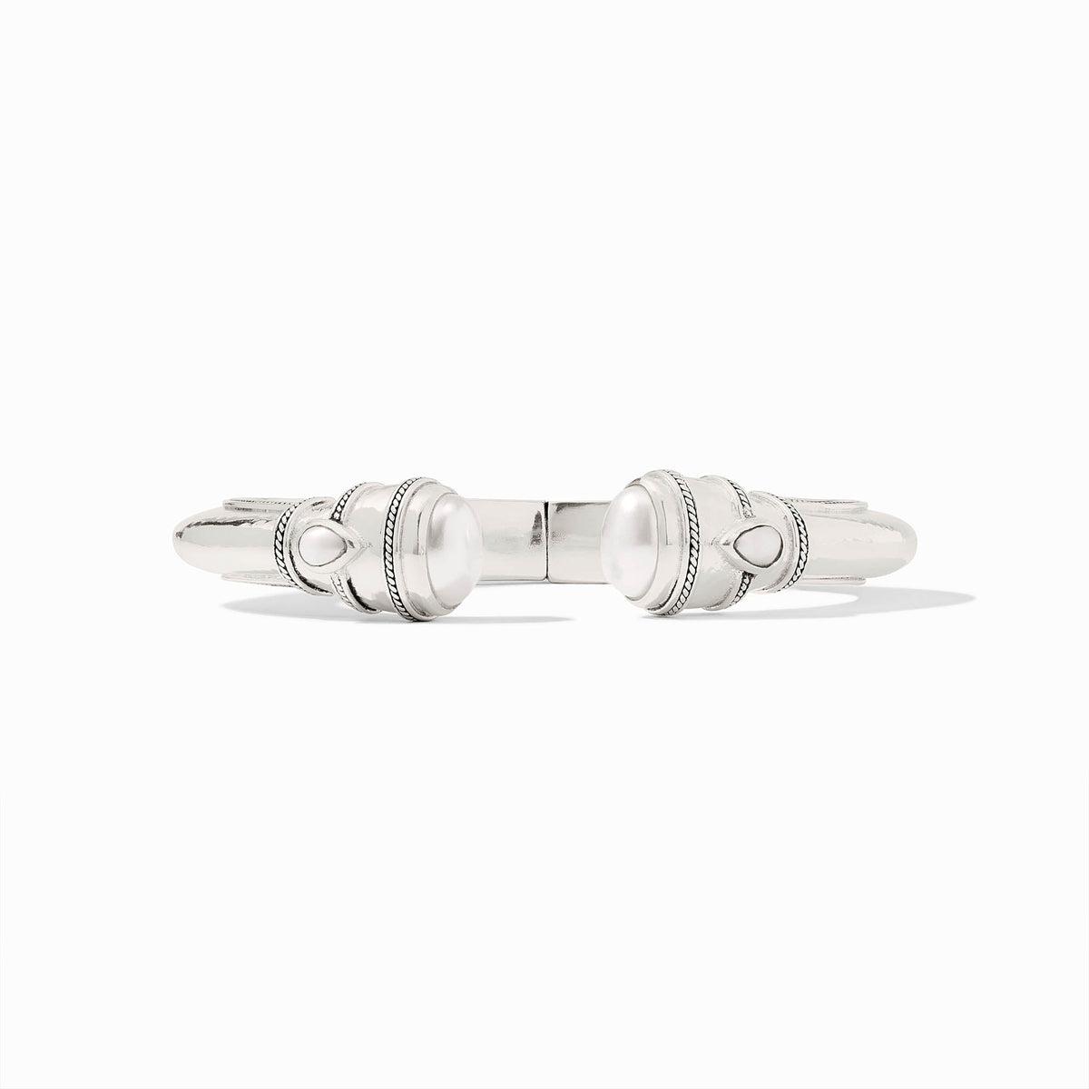 Silver Cannes Demi Cuff bracelet with glass inlay and spring hinge closure
