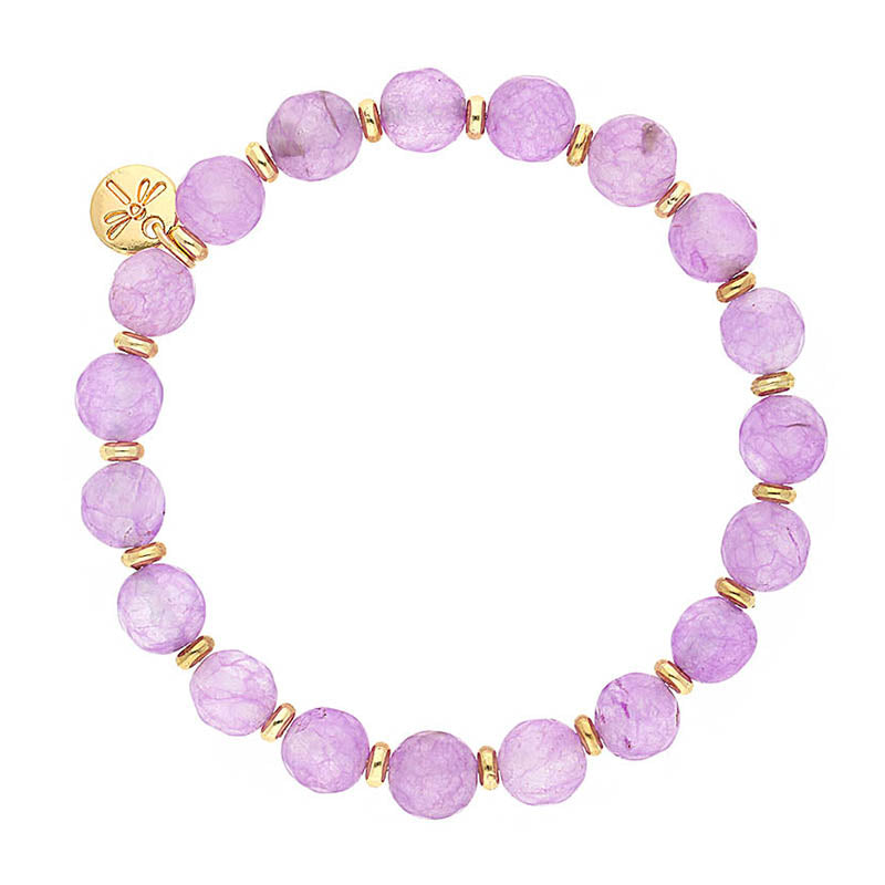Lizas Beaumont Natural Bracelet featuring textured purple stone beads and gold-toned spacers.