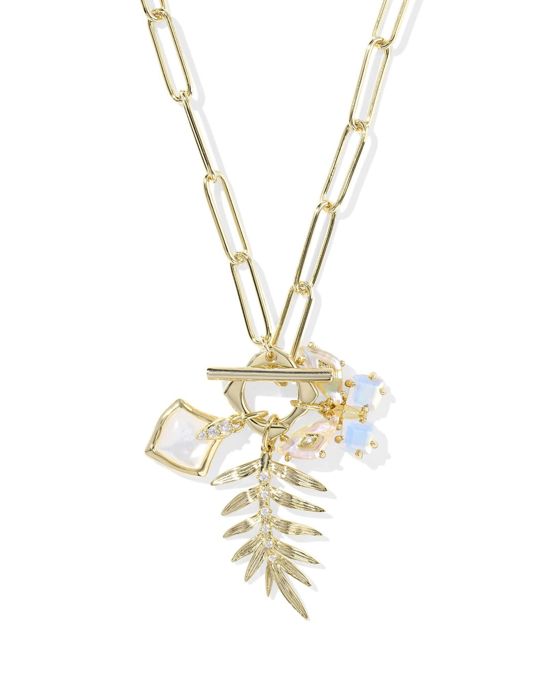 Gold chain necklace featuring a butterfly charm with iridescent white wings.