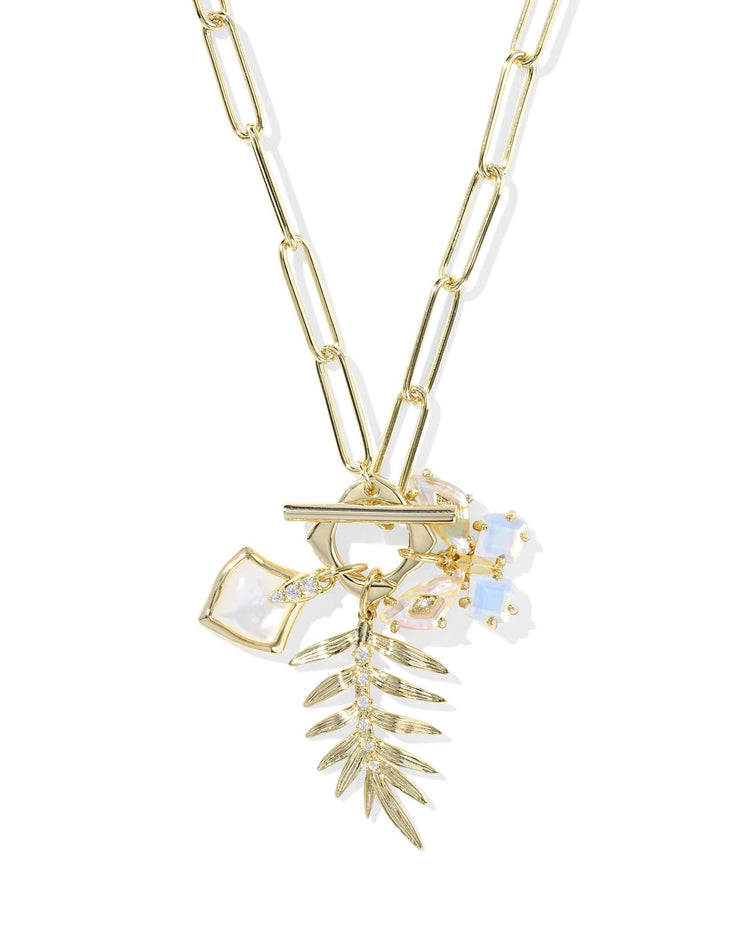 Gold chain necklace featuring a butterfly charm with iridescent white wings.