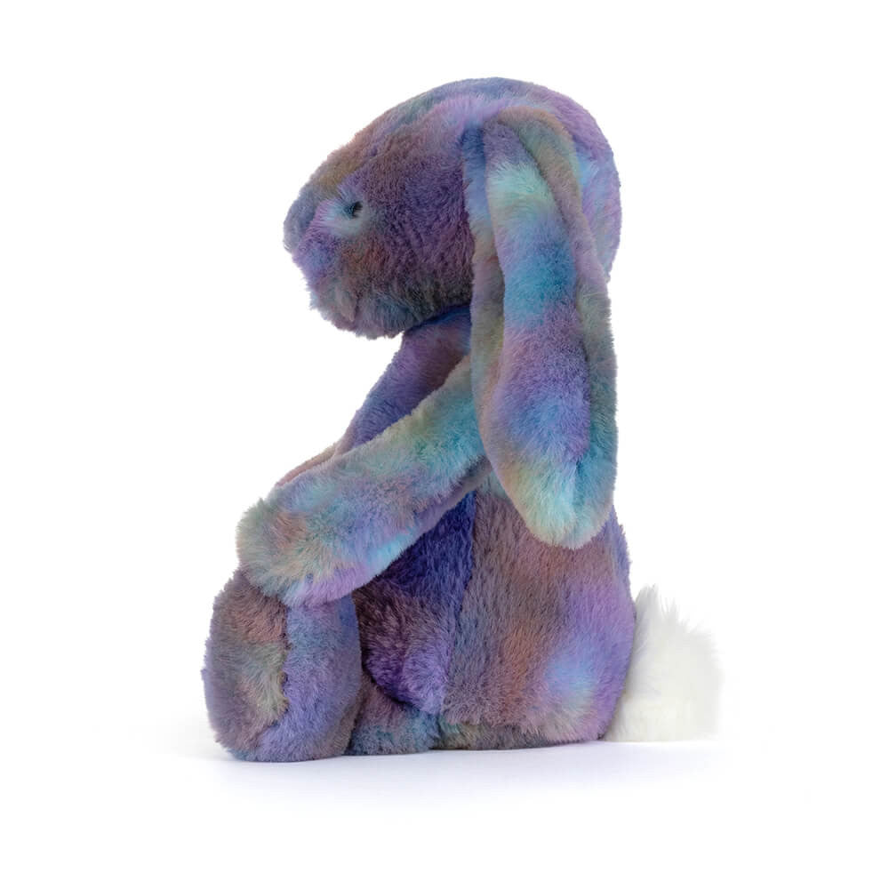 Zodihop Luxe Bunny Original plush toy in multi-colored pastel fur with a white fluffy tail.