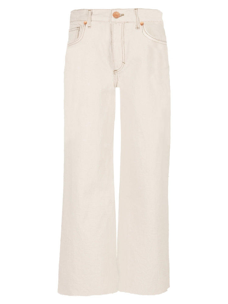 Charlotte high-rise wide-leg jeans in raw hem with a relaxed fit.
