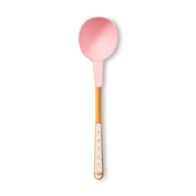 Rosy check-pattern stainless steel ladle with PBT head