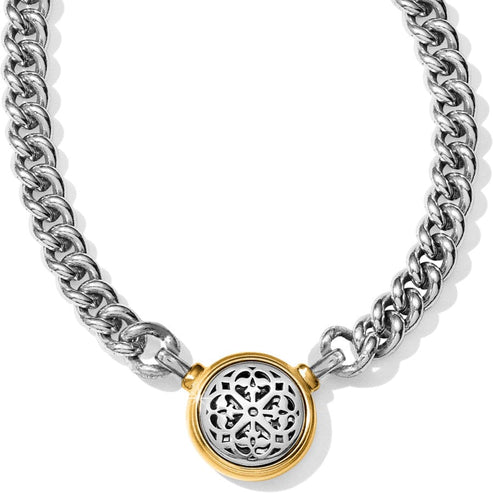 Adjustable two-tone silver and gold Ferrara necklace with lobster claw closure