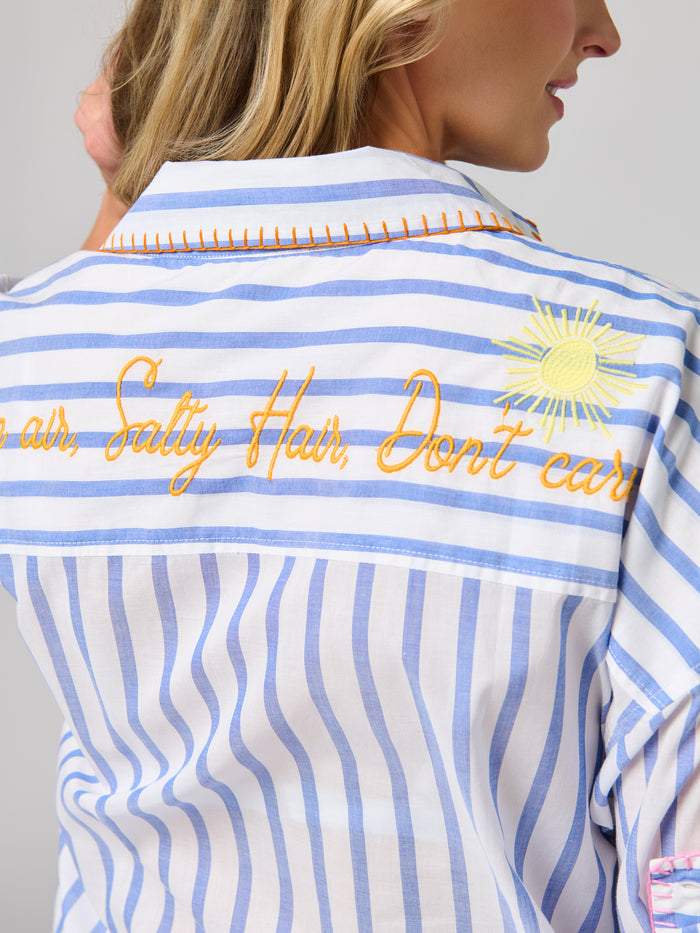 Ashley "Beach/Ocean Air, Salty Hair, Don't Care" Cover-Up Shirt