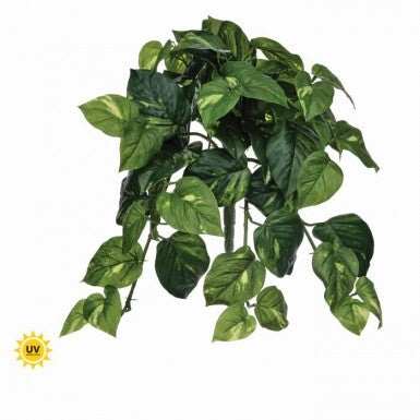 Artificial UV Pothos plant bush with lush trailing green vines in a decorative pot.
