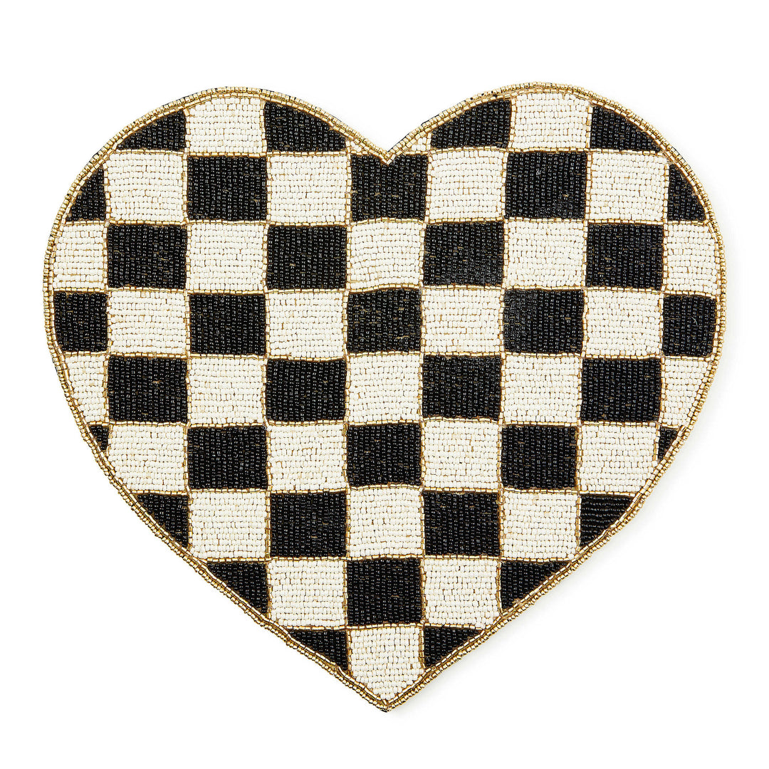 Black and White Check Heart Shaped Placemat