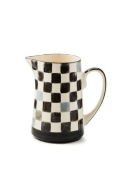 Black stoneware check pitcher with handle