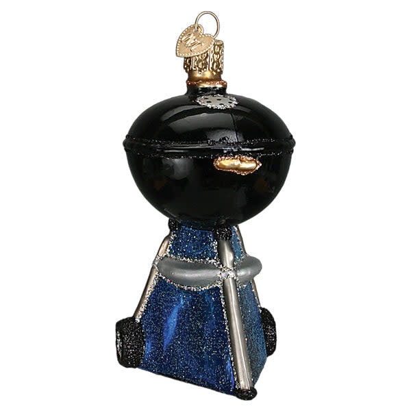 Black classic barbecue ornament with a realistic grill shape.