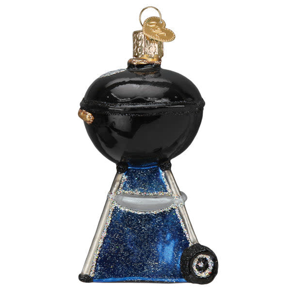 Black classic barbecue ornament with a realistic grill shape.