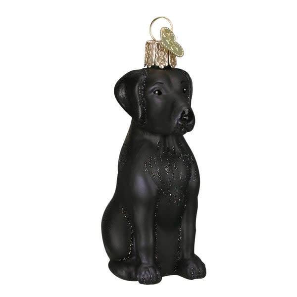 Black Labrador dog ornament with glossy finish