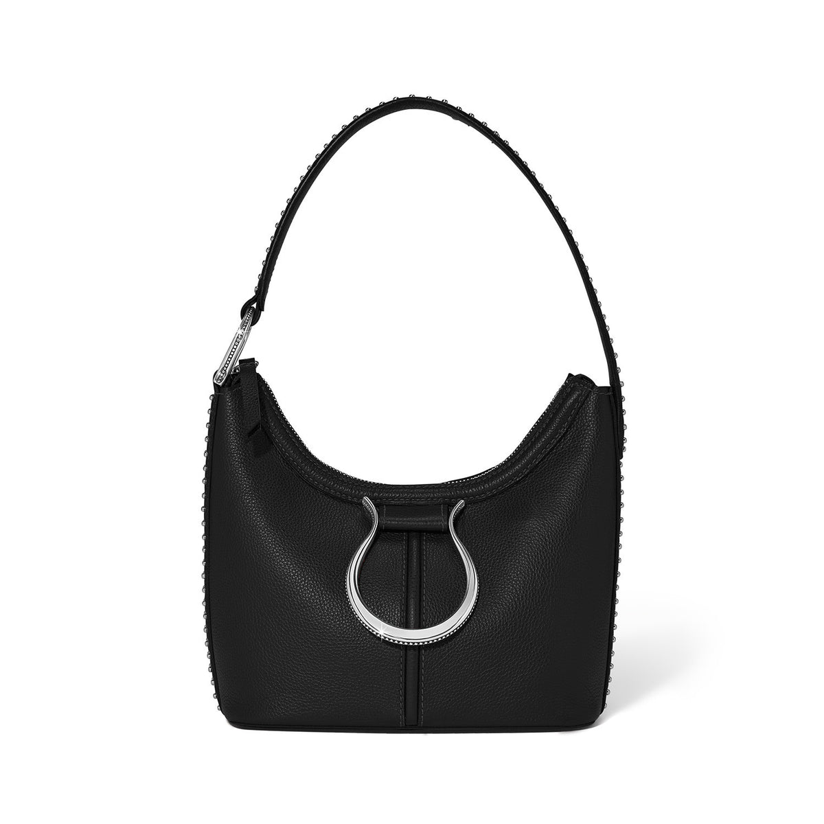 Black leather Arch Wes small shoulder bag with silver horseshoe accent