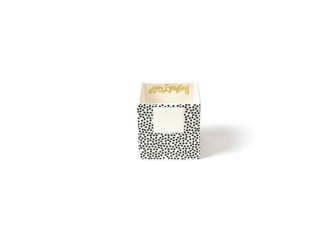 Black ceramic mini nesting cube with small dot pattern