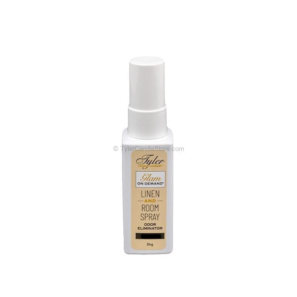 34g Linen & Room Spray bottle with warm fragrance in a travel-friendly spray container.