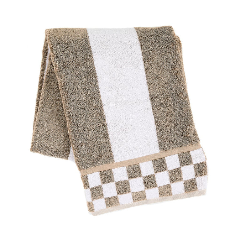 Cotton bath towel with horizontal stripes in contrasting tones