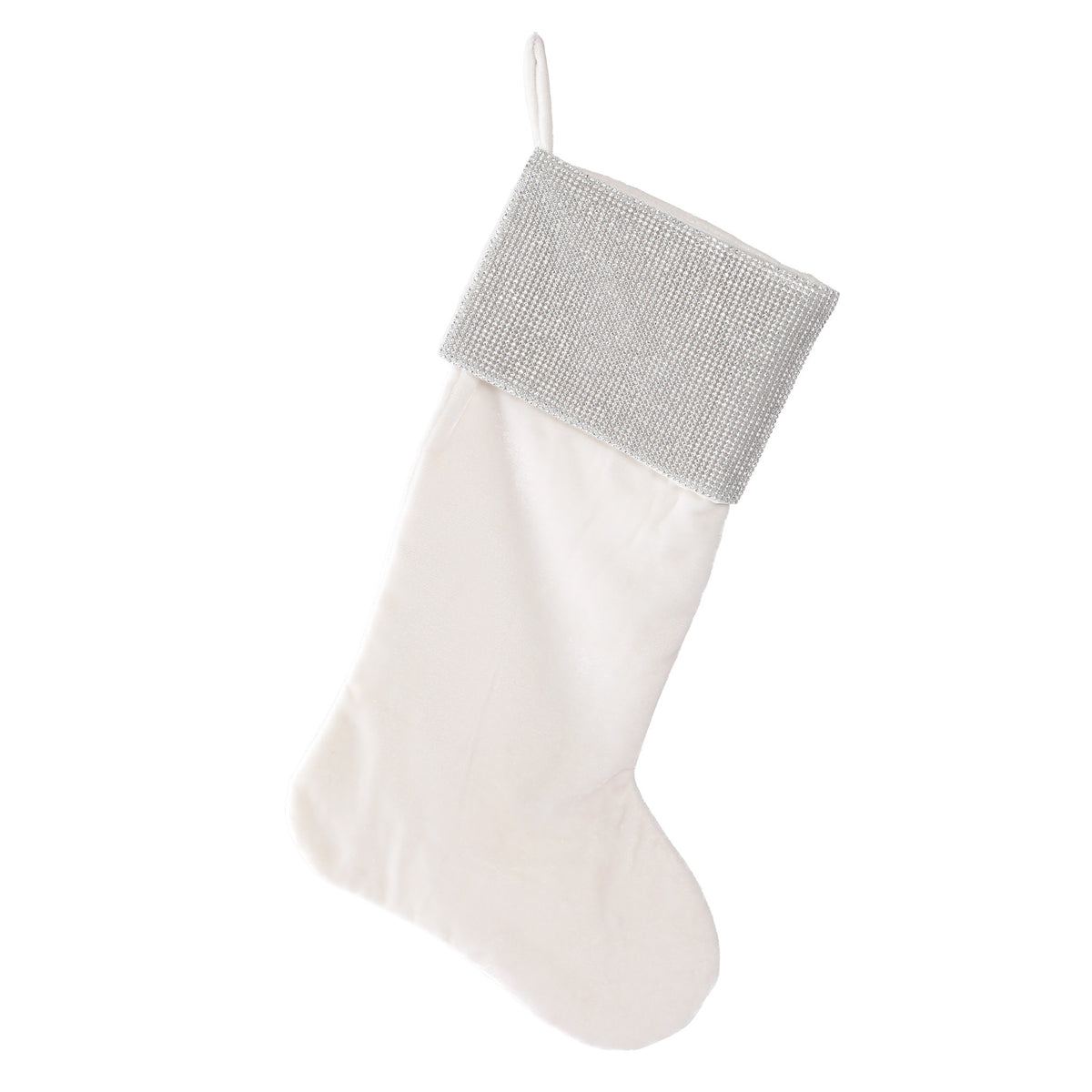 White velvet stocking with a festive shape