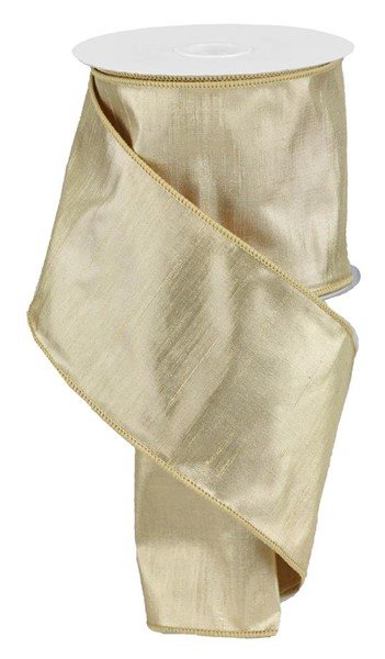 Gold metallic dupioni ribbon roll with a subtle sheen