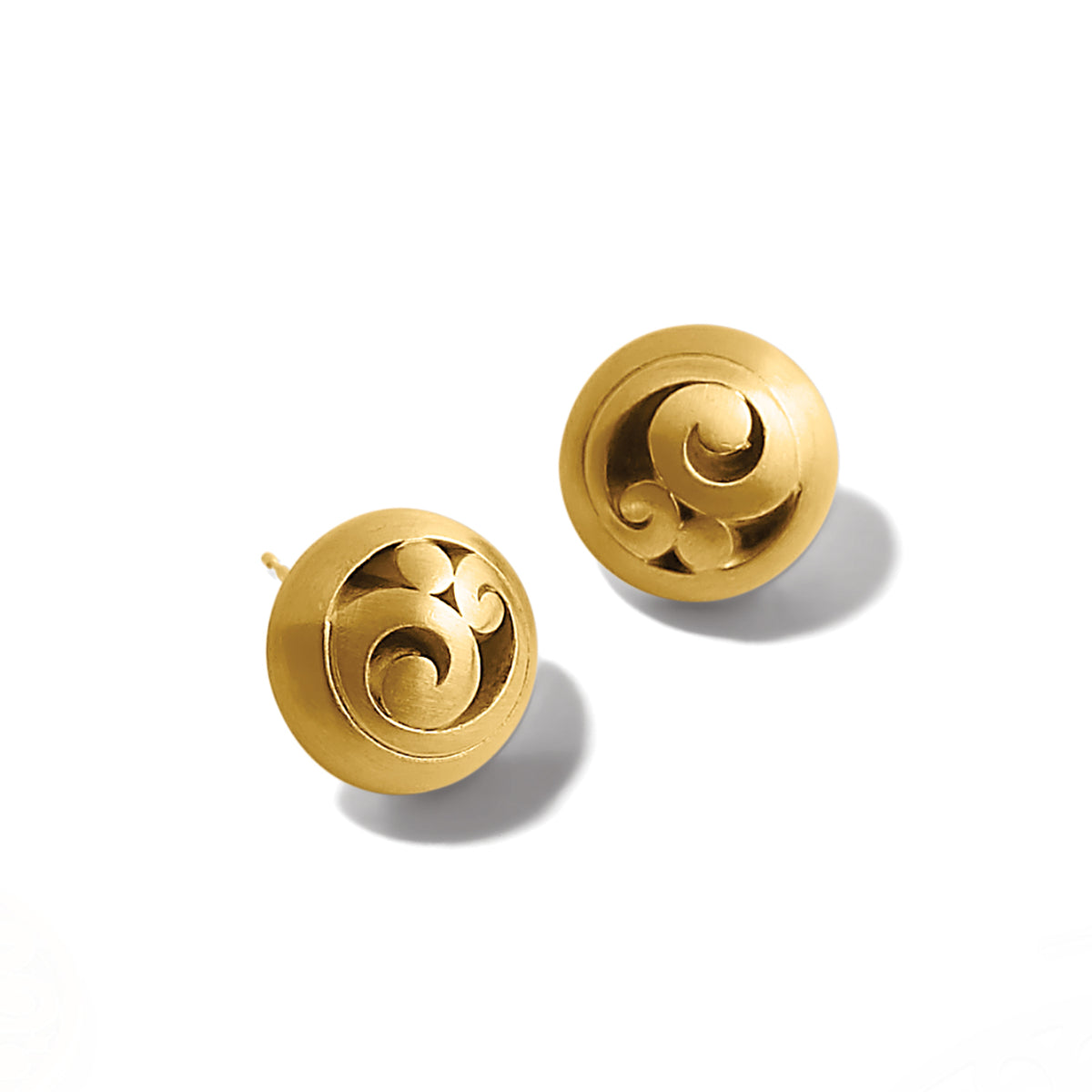 Gold plated post earrings with flat disc backs