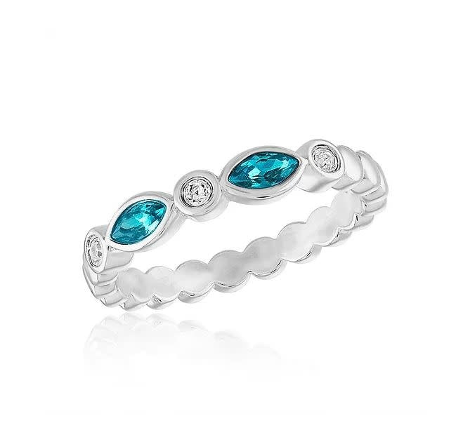 Blue endless oval stack ring with a smooth diamond-like finish.