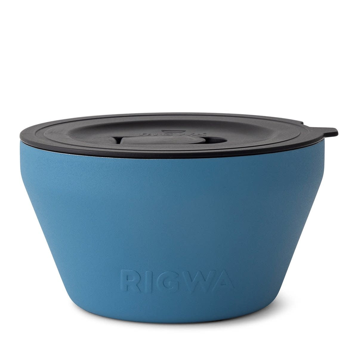 Blue dusk colored stainless steel insulated bowl with spill-proof lid