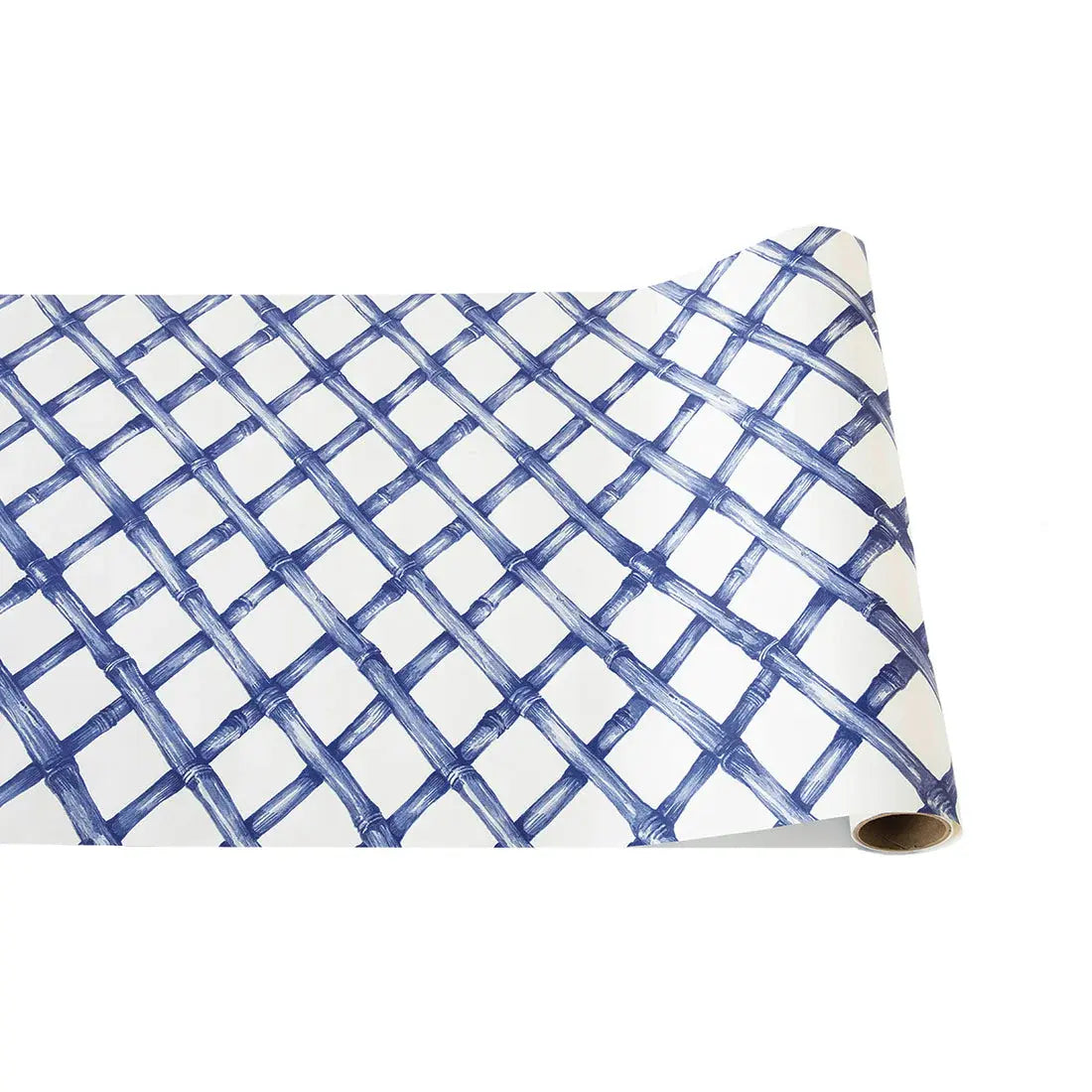 Blue lattice runner tablecloth with classic china-inspired pattern