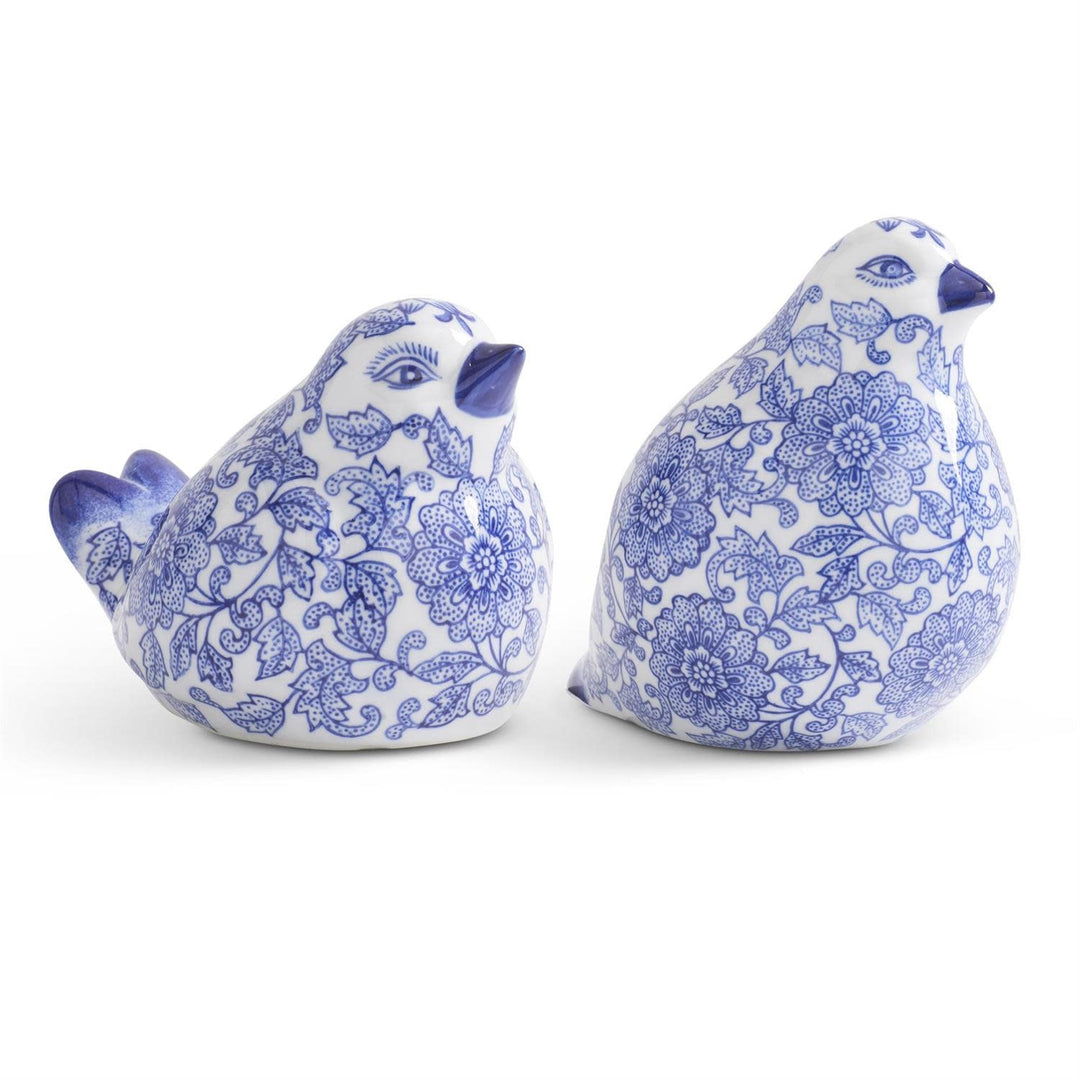 Blue & White Chinoiserie Porcelain Sitting Bird