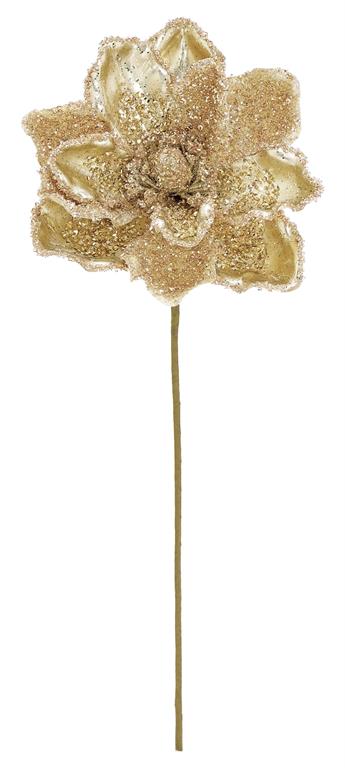 Twenty-inch beaded magnolia spray in champagne color with a natural floral silhouette.