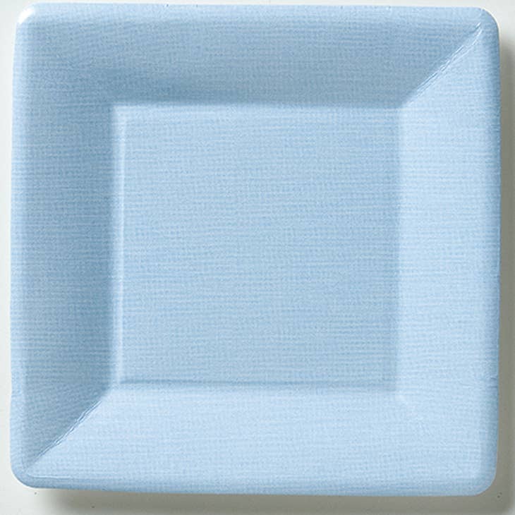 Seven-inch square paper plate with a classic linen texture finish.