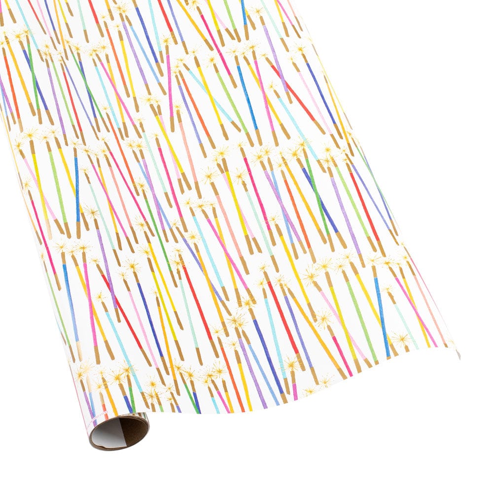 Party Candles gift wrapping paper featuring artistic prints on durable white sheet.