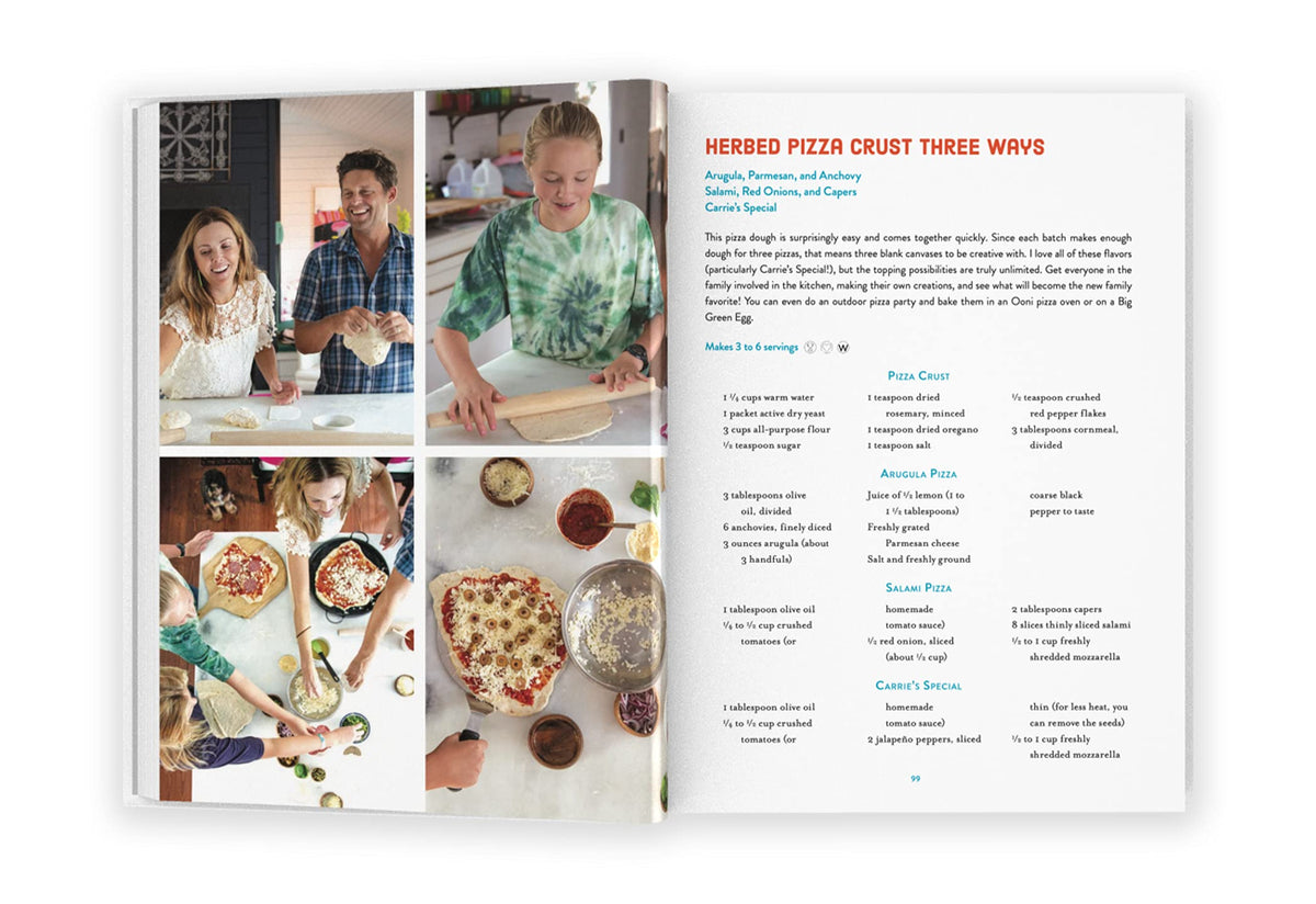 Hardcover cookbook Hot Little Suppers featuring seasonal recipes with bright photography on the cover.