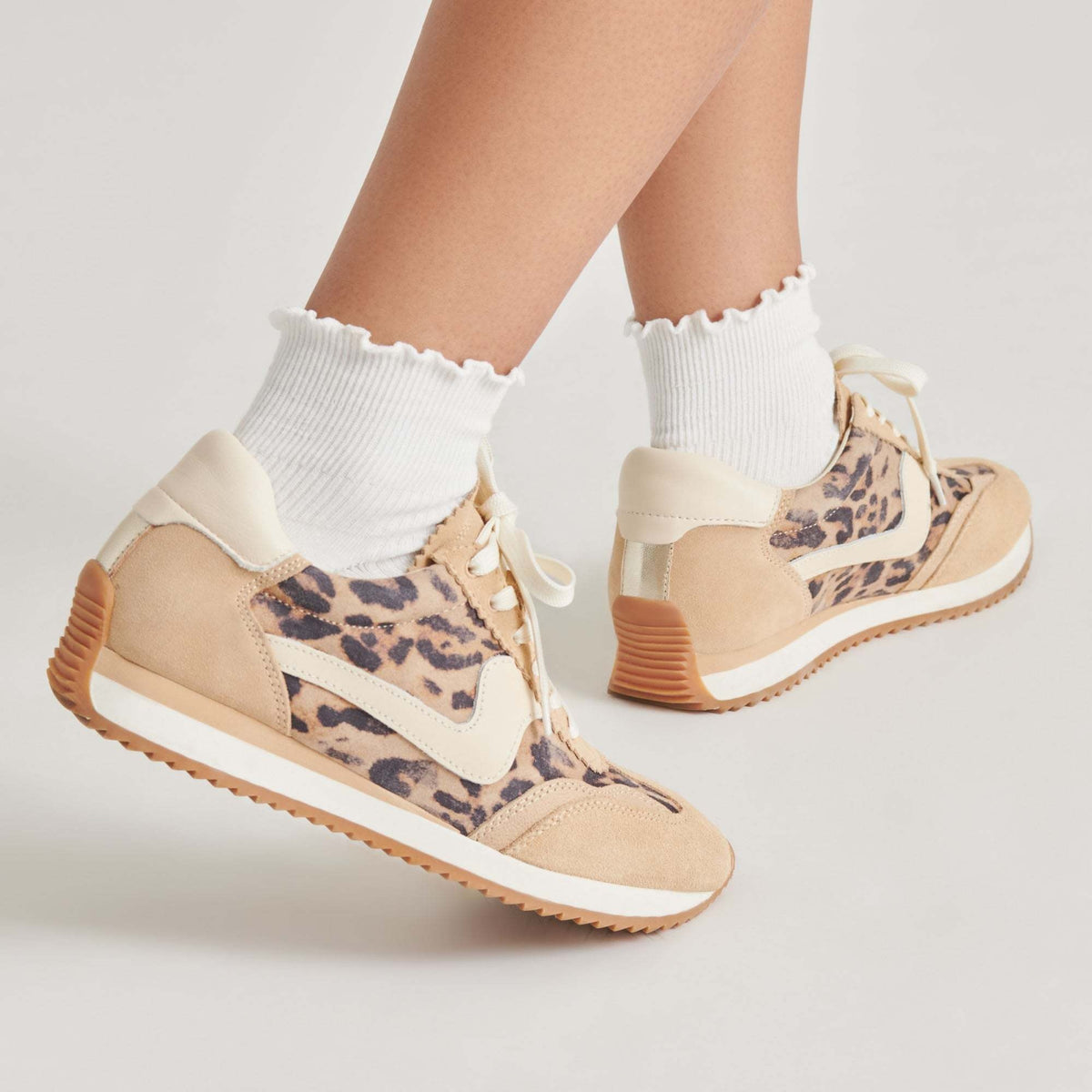 B.ntcd leopard print suede sneakers with synthetic outsole