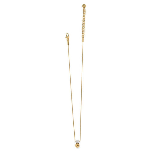 Meridian Petite Necklace in gold with a small crystal-accented ball pendant and lobster claw clasp.