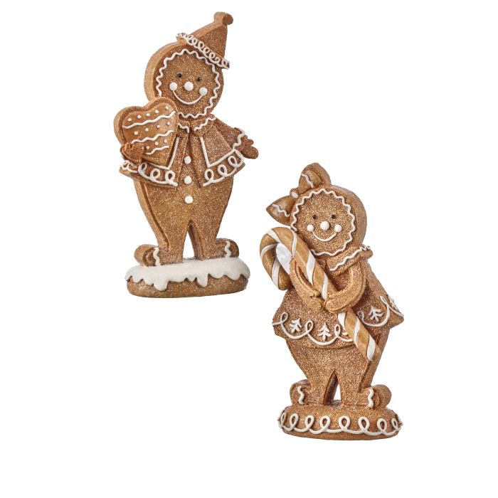 6-inch resin gingerbread man figurine with classic red hat and black boots.