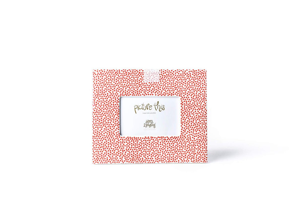 Ceramic mini frame with red small dot pattern on plexiglass front