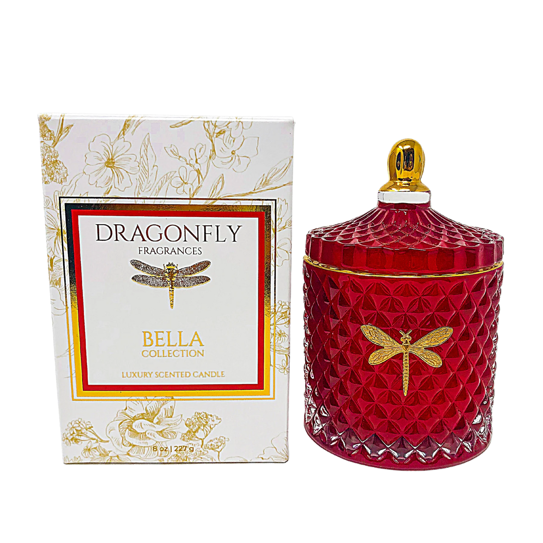 8 oz Bella candle in a clear glass jar with lid