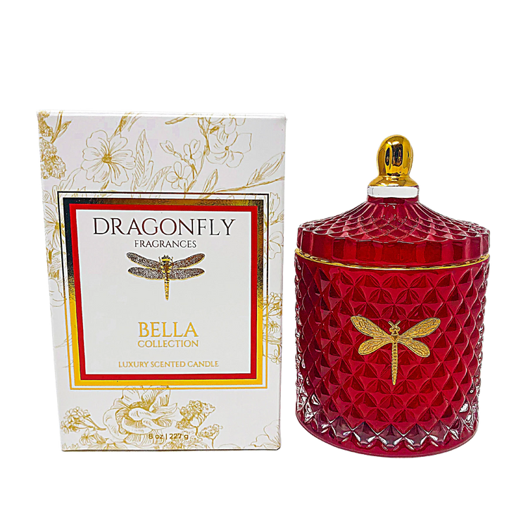 8 oz Bella candle in a clear glass jar with lid