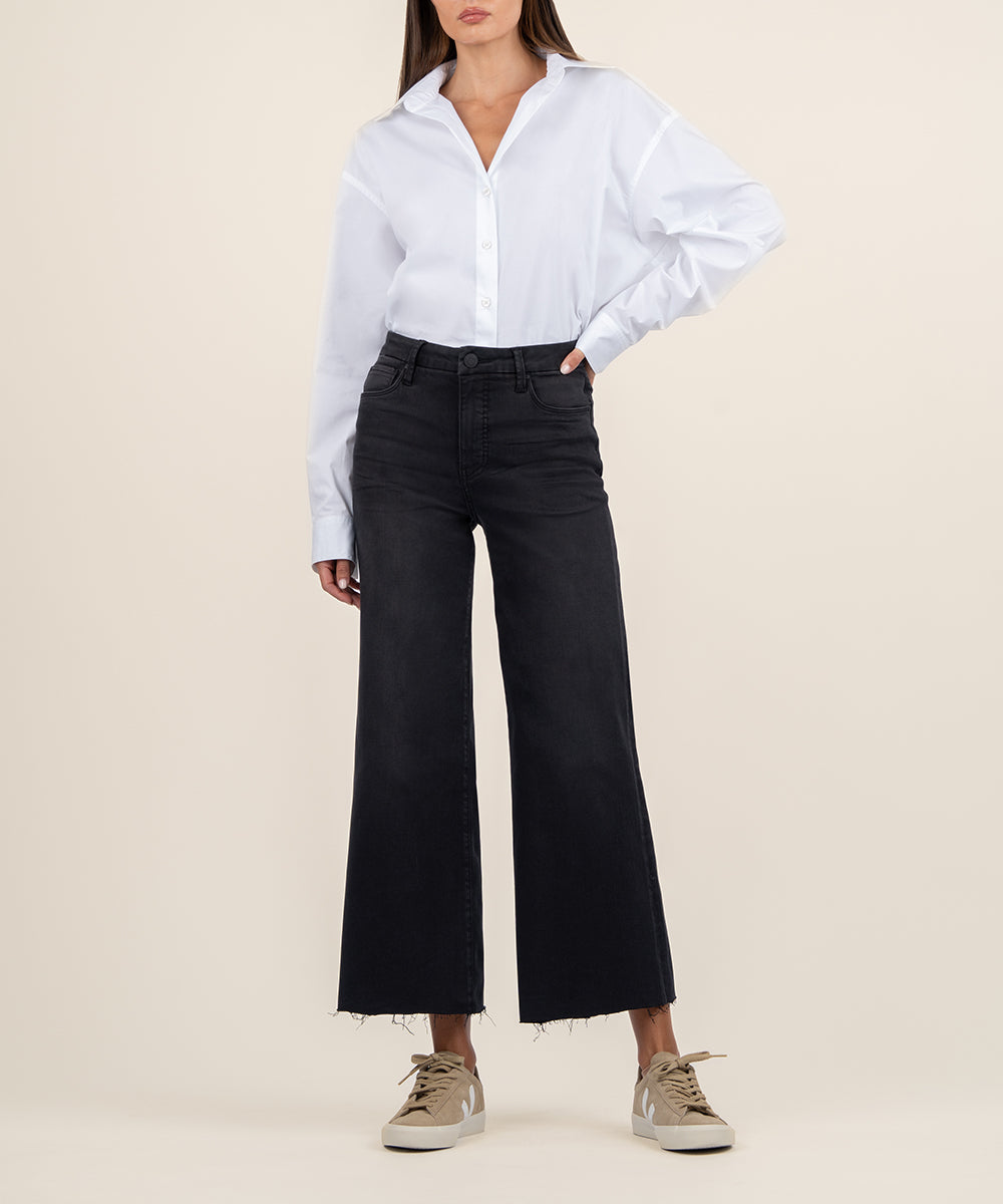 Meg High Rise Fab Ab Wide Leg Raw Hem