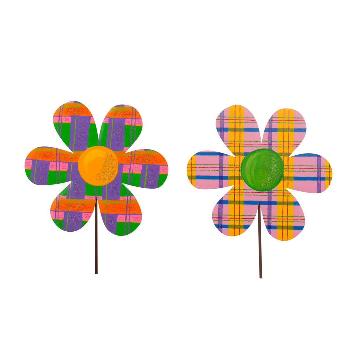 Medium Madras Flowers stake with a floral print fabric measuring 12 inches wide.