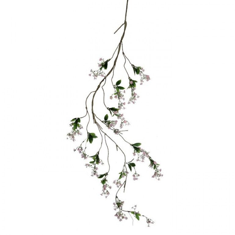 65-inch Wild Fairy Blossom garland with dried flowers in soft pastel tones arranged along a curved silhouette.